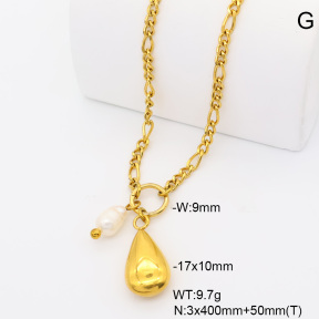 6N3002077vbnb-908  18K PVD Cultured Freshwater Pearls  Stainless Steel Necklace