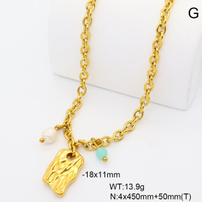 6N3002078vbpb-908  18K PVD Cultured Freshwater Pearls & Amazonite  Stainless Steel Necklace