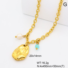 6N3002080vbpb-908  18K PVD Cultured Freshwater Pearls & Amazonite  Stainless Steel Necklace