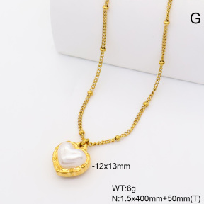 6N3002097bbml-908  18K PVD Resin Imitation Pearls  Stainless Steel Necklace