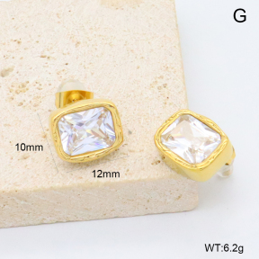 GEE003068vbpb-066  316 Pin 18K PVD Zircon,Handmade Polished  Stainless Steel Earrings  BC26050345E-WT