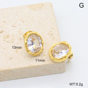 GEE003072vbpb-066  316 Pin 18K PVD Zircon,Handmade Polished  Stainless Steel Earrings  BC26050346E-WT