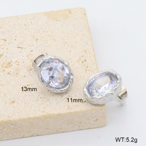 GEE003073bbov-066  316 Pin Zircon,Handmade Polished  Stainless Steel Earrings  BC26050346E-S-WT