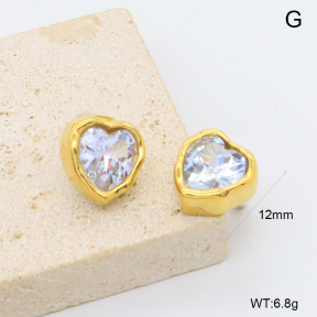 GEE003080vbpb-066  316 Pin 18K PVD Zircon,Handmade Polished  Stainless Steel Earrings  BC26050343E-WT