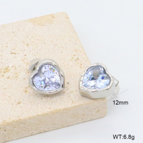 GEE003081bbov-066  316 Pin Zircon,Handmade Polished  Stainless Steel Earrings  BC26050343E-S-WT