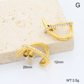 GEE003092bhva-066  316 Pin 18K PVD Czech Stones,Handmade Polished  Stainless Steel Earrings  BC26060362E