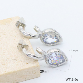 GEE003106vhha-066  316 Pin Zircon,Handmade Polished  Stainless Steel Earrings  BC26050339E-S-WT