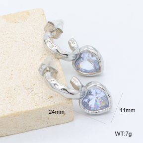 GEE003108vhha-066  316 Pin Zircon,Handmade Polished  Stainless Steel Earrings  BC26050340E-S-WT