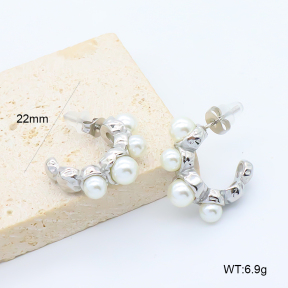 GEE003124vhha-066  316 Pin Resin Imitation Pearls,Handmade Polished  Stainless Steel Earrings  BC26050341E-S-P