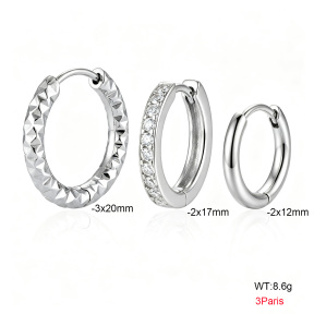 6E4004729bhip-900  316 SS Zircon,Handmade Polished  Stainless Steel Earrings