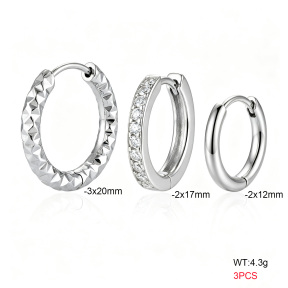6E4004730bbml-900  316 SS Zircon,Handmade Polished  Stainless Steel Earrings