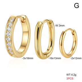 6E4004732abol-900  316 SS 14K PVD Zircon,Handmade Polished  Stainless Steel Earrings