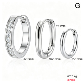 6E4004733bhkh-900  316 SS Zircon,Handmade Polished  Stainless Steel Earrings