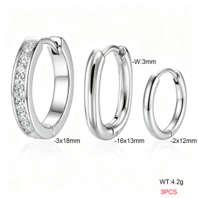 6E4004734bbnh-900  316 SS Zircon,Handmade Polished  Stainless Steel Earrings
