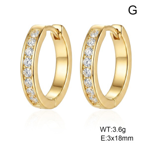 6E4004737abol-G038  316 SS 14K PVD Zircon,Handmade Polished  Stainless Steel Earrings