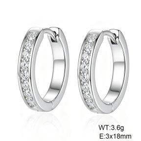 6E4004738bbov-G038  316 SS Zircon,Handmade Polished  Stainless Steel Earrings