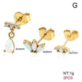 6E4004753aiko-900  316 SS 18K PVD Ear Stacking Czech Stones & Synthetic Opal,Handmade Polished  Stainless Steel Earrings
