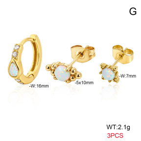 6E4004761bihl-900  316 SS 18K PVD Ear Stacking Czech Stones & Synthetic Opal,Handmade Polished  Stainless Steel Earrings