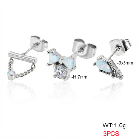 6E4004768vivj-900  316 SS Ear Stacking Czech Stones & Synthetic Opal,Handmade Polished  Stainless Steel Earrings