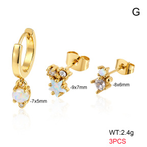 6E4004777aima-900  316 SS 18K PVD Ear Stacking Czech Stones & Synthetic Opal,Handmade Polished  Stainless Steel Earrings