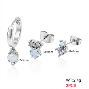 6E4004778aija-900  316 SS Ear Stacking Czech Stones & Synthetic Opal,Handmade Polished  Stainless Steel Earrings