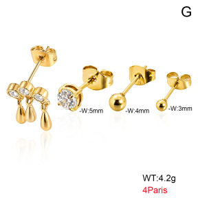 6E4004788aima-900  316 Pin 18K PVD Ear Stacking Czech Stones & Zircon,Handmade Polished  Stainless Steel Earrings