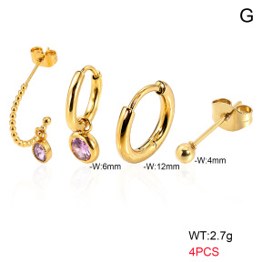 6E4004789bhjk-900  316 Pin 18K PVD Ear Stacking Zircon,Handmade Polished  Stainless Steel Earrings