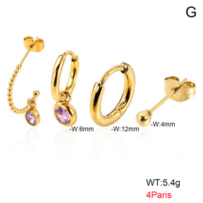 6E4004790aimm-900  316 Pin 18K PVD Ear Stacking Zircon,Handmade Polished  Stainless Steel Earrings