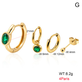 6E4004792aimm-900  316 Pin 18K PVD Ear Stacking Zircon,Handmade Polished  Stainless Steel Earrings