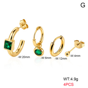 6E4004793bhip-900  316 Pin 18K PVD Ear Stacking Zircon,Handmade Polished  Stainless Steel Earrings