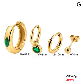 6E4004797bhjk-900  316 Pin 18K PVD Ear Stacking Zircon,Handmade Polished  Stainless Steel Earrings