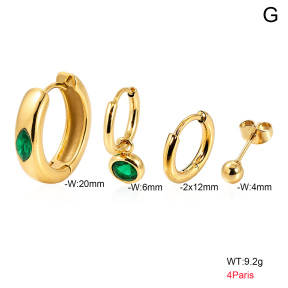 6E4004798aimm-900  316 Pin 18K PVD Ear Stacking Zircon,Handmade Polished  Stainless Steel Earrings