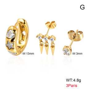 6E4004806ajhl-900  316 Pin 18K PVD Ear Stacking Czech Stones & Zircon,Handmade Polished  Stainless Steel Earrings