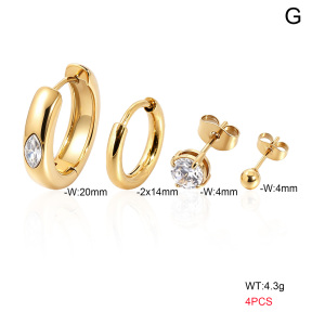 6E4004807bhhp-900  316 Pin 18K PVD Ear Stacking Zircon,Handmade Polished  Stainless Steel Earrings