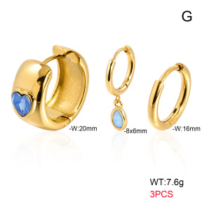 6E4004809bhjm-900  316 Pin 18K PVD Ear Stacking Zircon,Handmade Polished  Stainless Steel Earrings