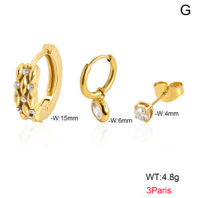 6E4004820aima-900  316 Pin 18K PVD Ear Stacking Czech Stones & Zircon,Handmade Polished  Stainless Steel Earrings