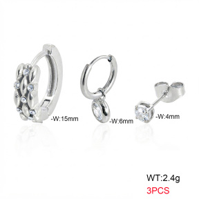 6E4004821bhhj-900  316 Pin Ear Stacking Czech Stones & Zircon,Handmade Polished  Stainless Steel Earrings