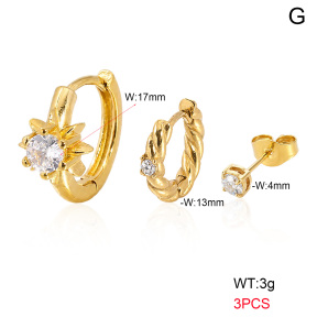 6E4004823vhkm-900  316 Pin 18K PVD Ear Stacking Czech Stones & Zircon,Handmade Polished  Stainless Steel Earrings
