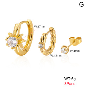 6E4004824aiph-900  316 Pin 18K PVD Ear Stacking Czech Stones & Zircon,Handmade Polished  Stainless Steel Earrings