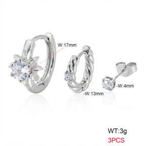 6E4004825bhij-900  316 Pin Ear Stacking Czech Stones & Zircon,Handmade Polished  Stainless Steel Earrings