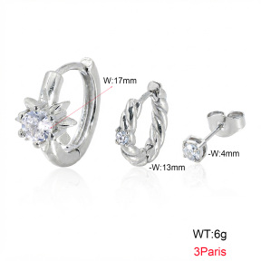 6E4004826aikm-900  316 Pin Ear Stacking Czech Stones & Zircon,Handmade Polished  Stainless Steel Earrings