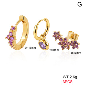 6E4004827vhoo-900  316 Pin 18K PVD Ear Stacking Czech Stones & Zircon,Handmade Polished  Stainless Steel Earrings
