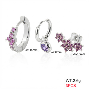 6E4004829vhnj-900  316 Pin Ear Stacking Czech Stones & Zircon,Handmade Polished  Stainless Steel Earrings