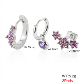 6E4004830ajil-900  316 Pin Ear Stacking Czech Stones & Zircon,Handmade Polished  Stainless Steel Earrings