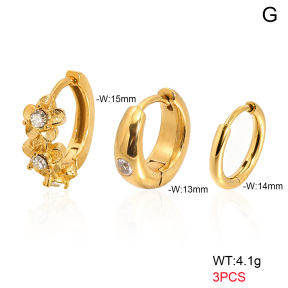 6E4004835bhjp-900  316 Pin 18K PVD Ear Stacking Czech Stones & Zircon,Handmade Polished  Stainless Steel Earrings