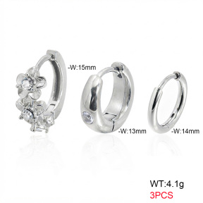 6E4004837vhhl-900  316 Pin Ear Stacking Czech Stones & Zircon,Handmade Polished  Stainless Steel Earrings