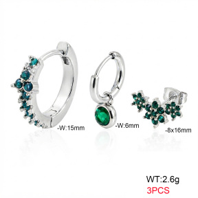 6E4004841vhmj-900  316 Pin Ear Stacking Czech Stones & Zircon,Handmade Polished  Stainless Steel Earrings