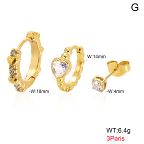 6E4004848aioh-900  316 Pin 18K PVD Ear Stacking Czech Stones & Zircon,Handmade Polished  Stainless Steel Earrings