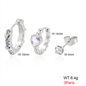 6E4004850aijm-900  316 Pin Ear Stacking Czech Stones & Zircon,Handmade Polished  Stainless Steel Earrings
