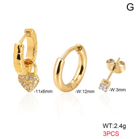 6E4004851bhip-900  316 Pin 18K PVD Ear Stacking Czech Stones & Zircon,Handmade Polished  Stainless Steel Earrings